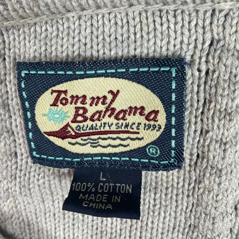 Tommy Bahama Mens V-Neck Cable Knit Sweater Vest Gray RN‎ 86549 Large